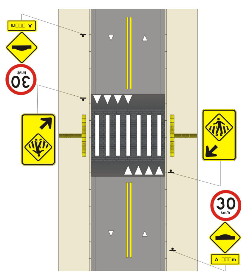 modelo sinalização faixa elevada